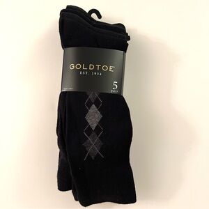 (NWT) Gold Toe Argyle Socks 5 Pack - Size 6-12.5 - Black - Mens